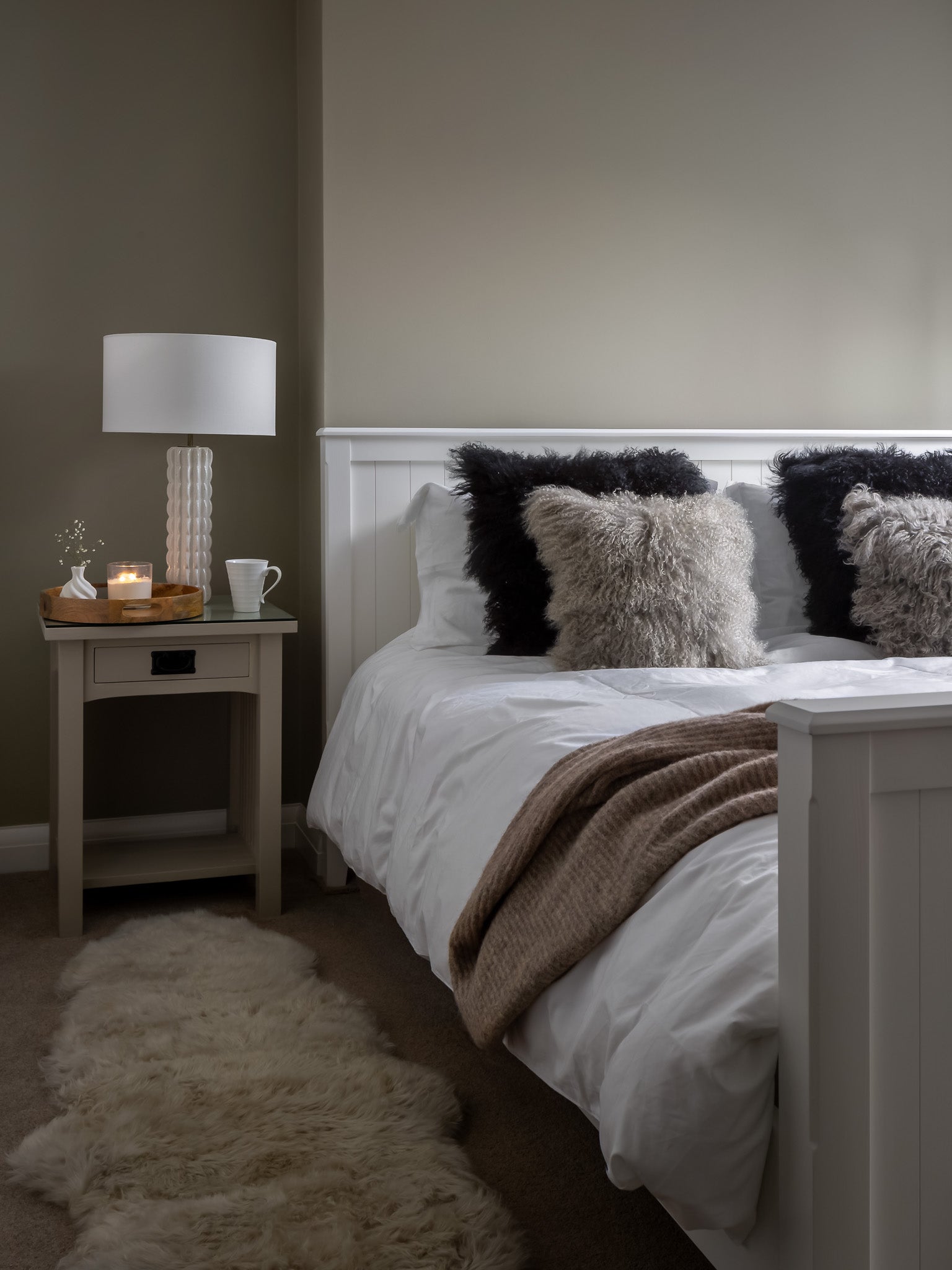 black and grey mongolian cushion