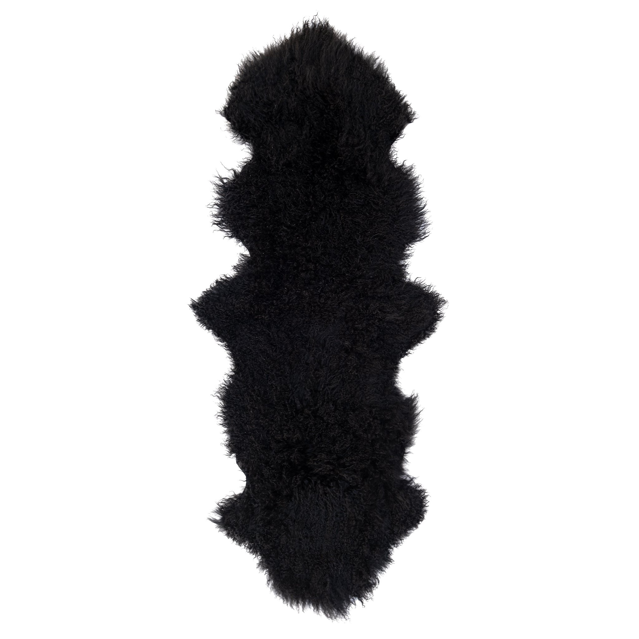 100% Natural Sheepskin Mongolian Double Rug, Black - Naturally Sheepskins