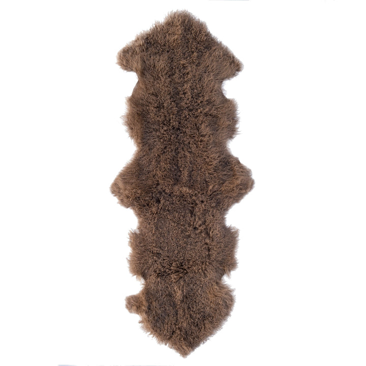 100% Natural Sheepskin Mongolian Double Rug, Bronze - Naturally Sheepskins