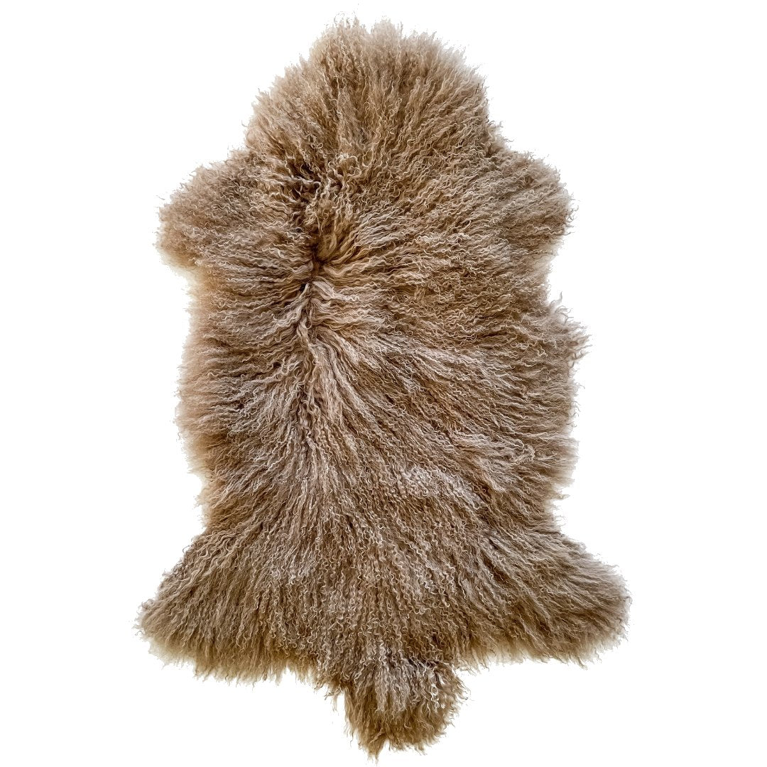 100% Natural Sheepskin Mongolian Single Rug, Mocha - Naturally Sheepskins