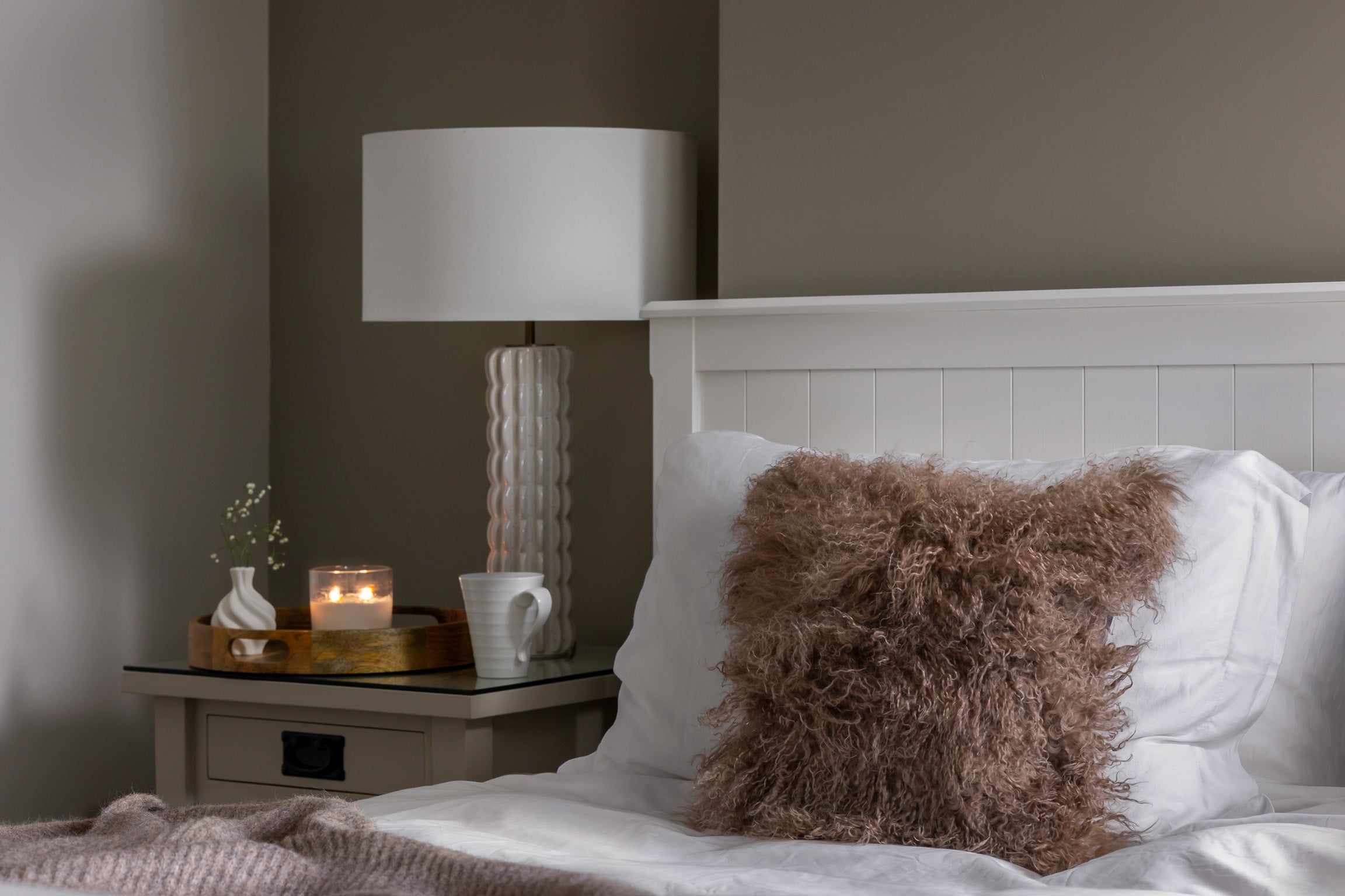 mocha mongolian cushion