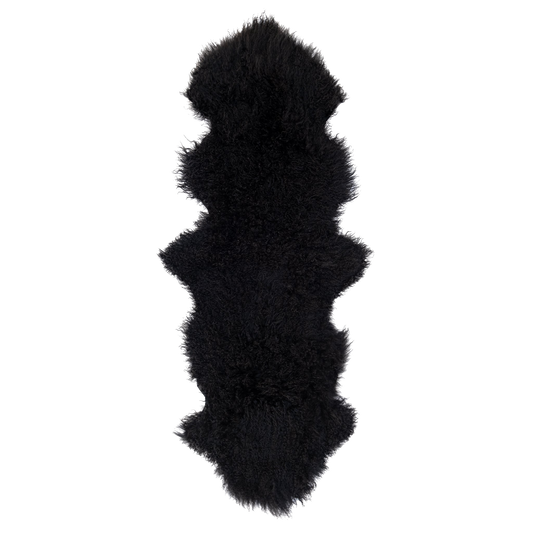 black double mongolian sheepskin rug