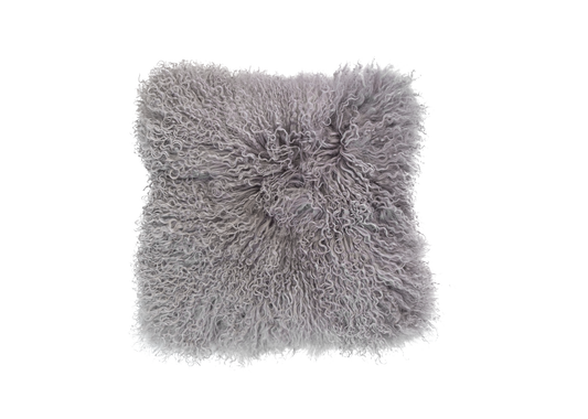 grey mongolian sheepskin cushion cover
