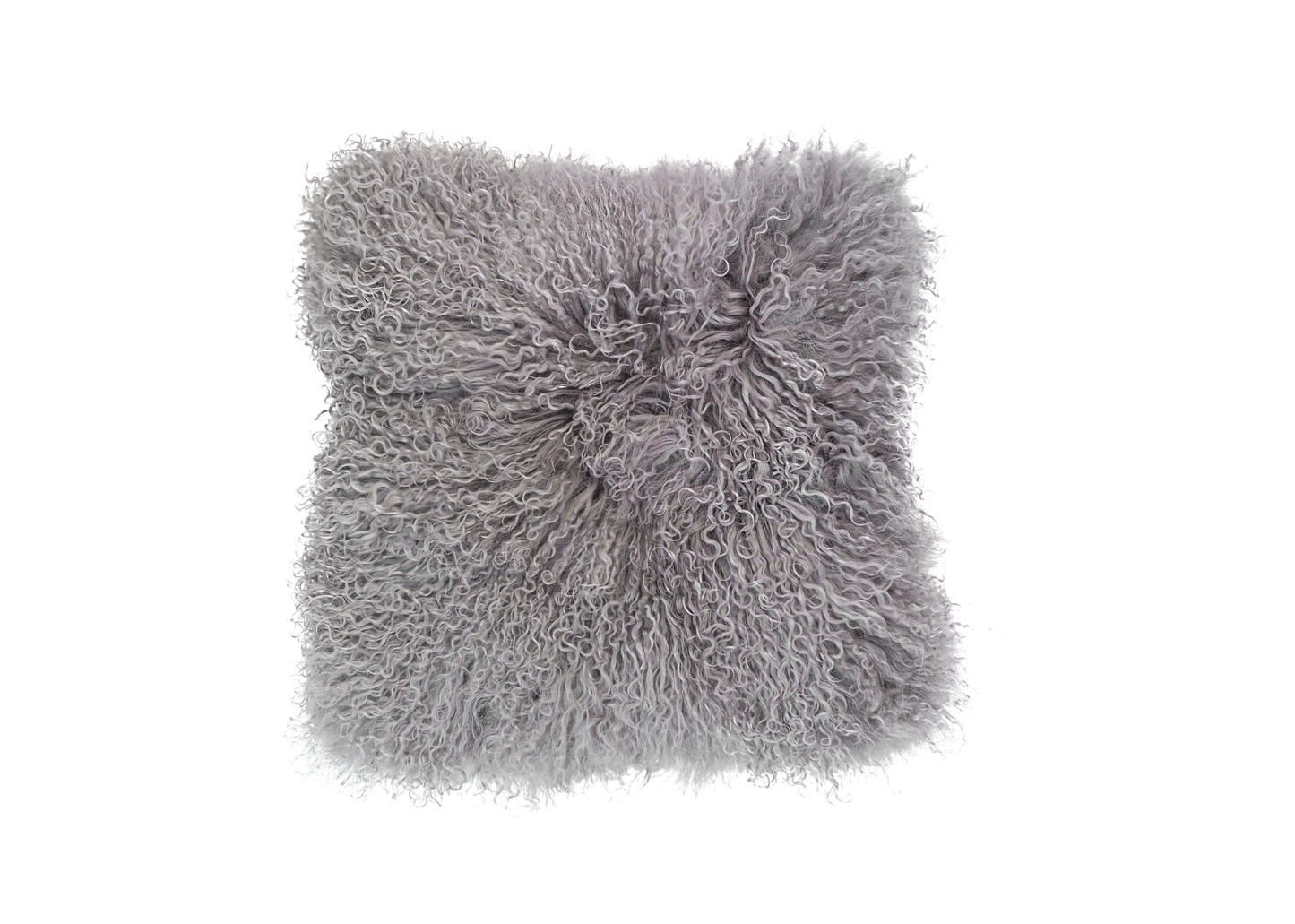 grey mongolian sheepskin cushion cover