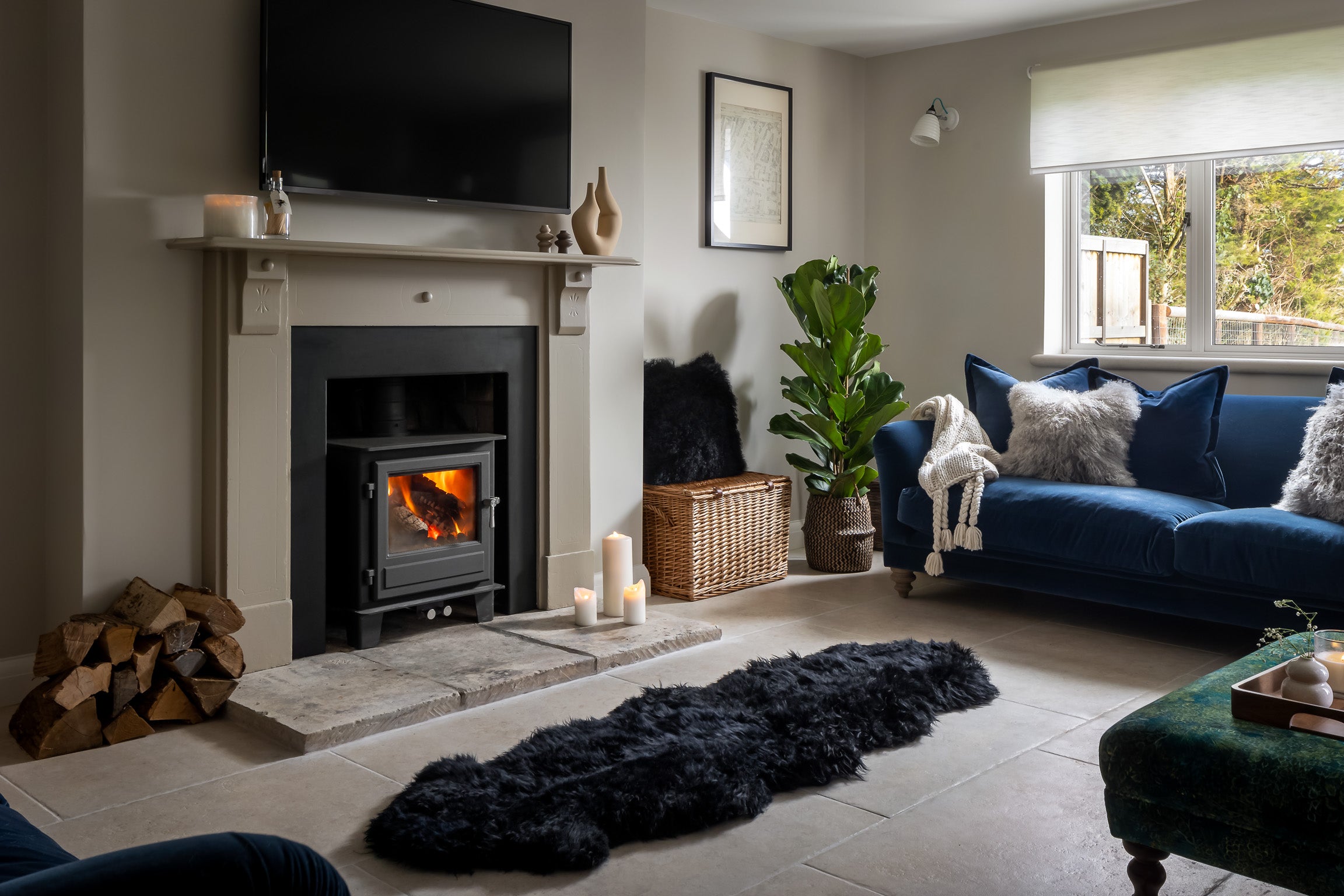 black sheepskin double wool rug