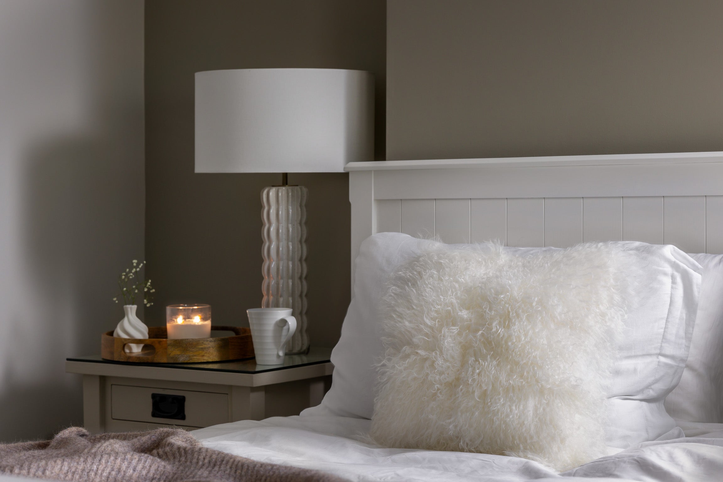 ivory mongolian cushion