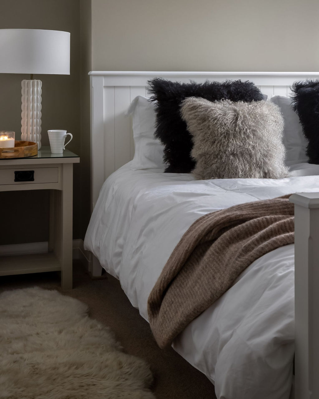 Large Mongolian Sheepskin Cushion - 50cm