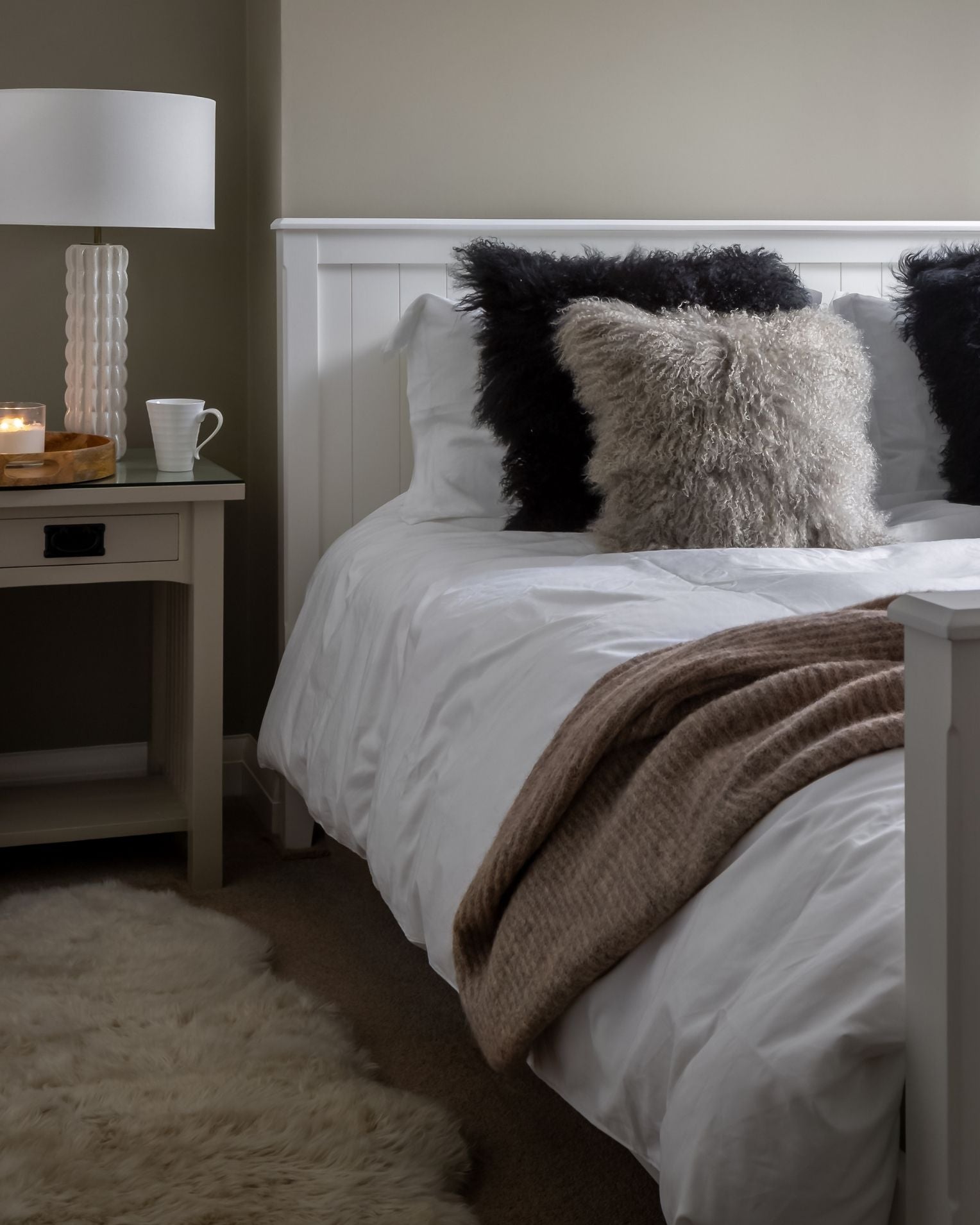 Large Mongolian Sheepskin Cushion - 50cm