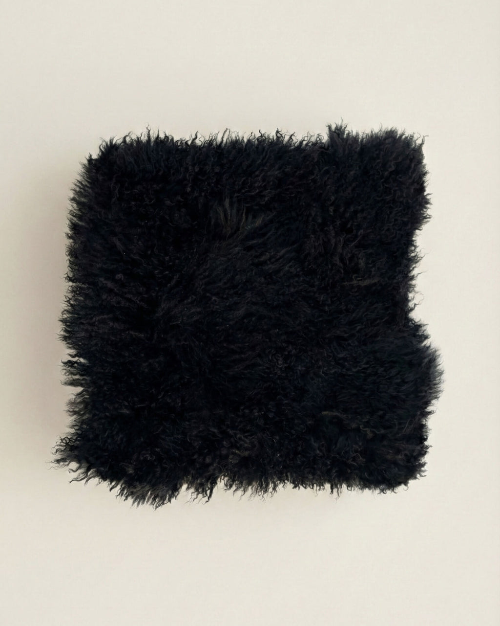 Black mongolian sheepskin pillow 