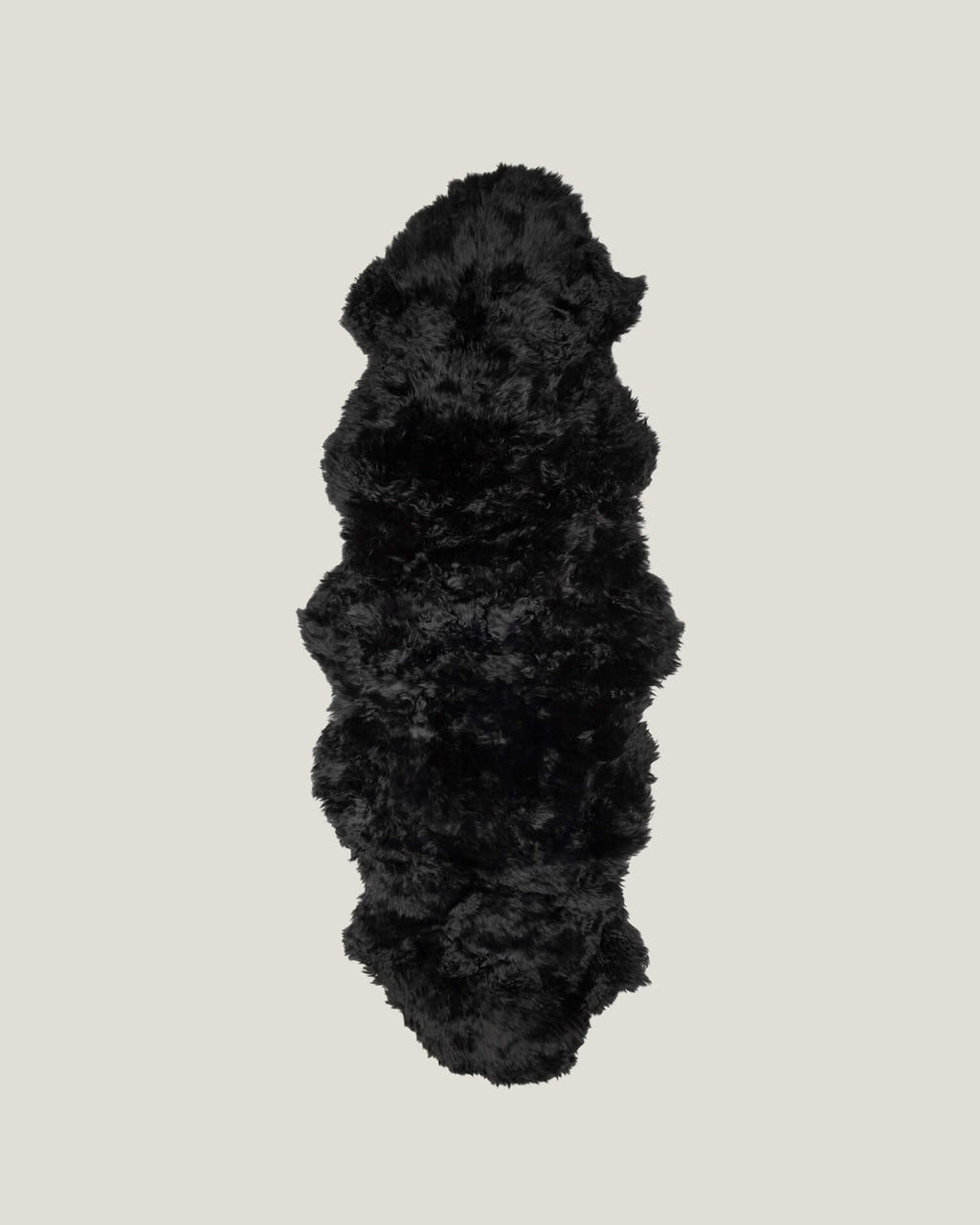Black Double Long Wool Sheepskin Rug 