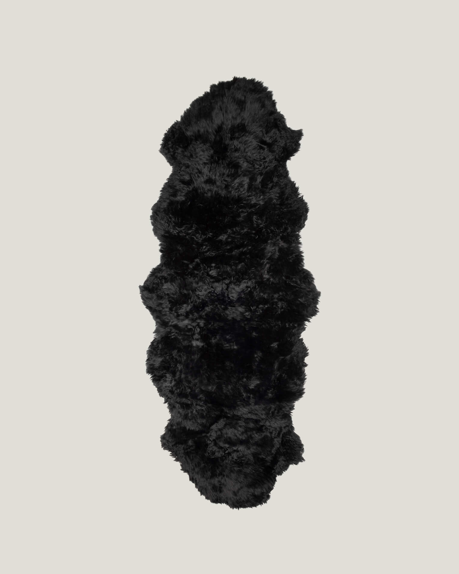 Black Double Long Wool Sheepskin Rug 