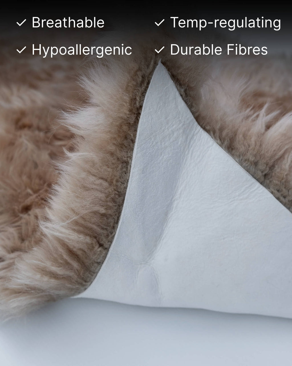 Mocha Single Sheepskin rug close up