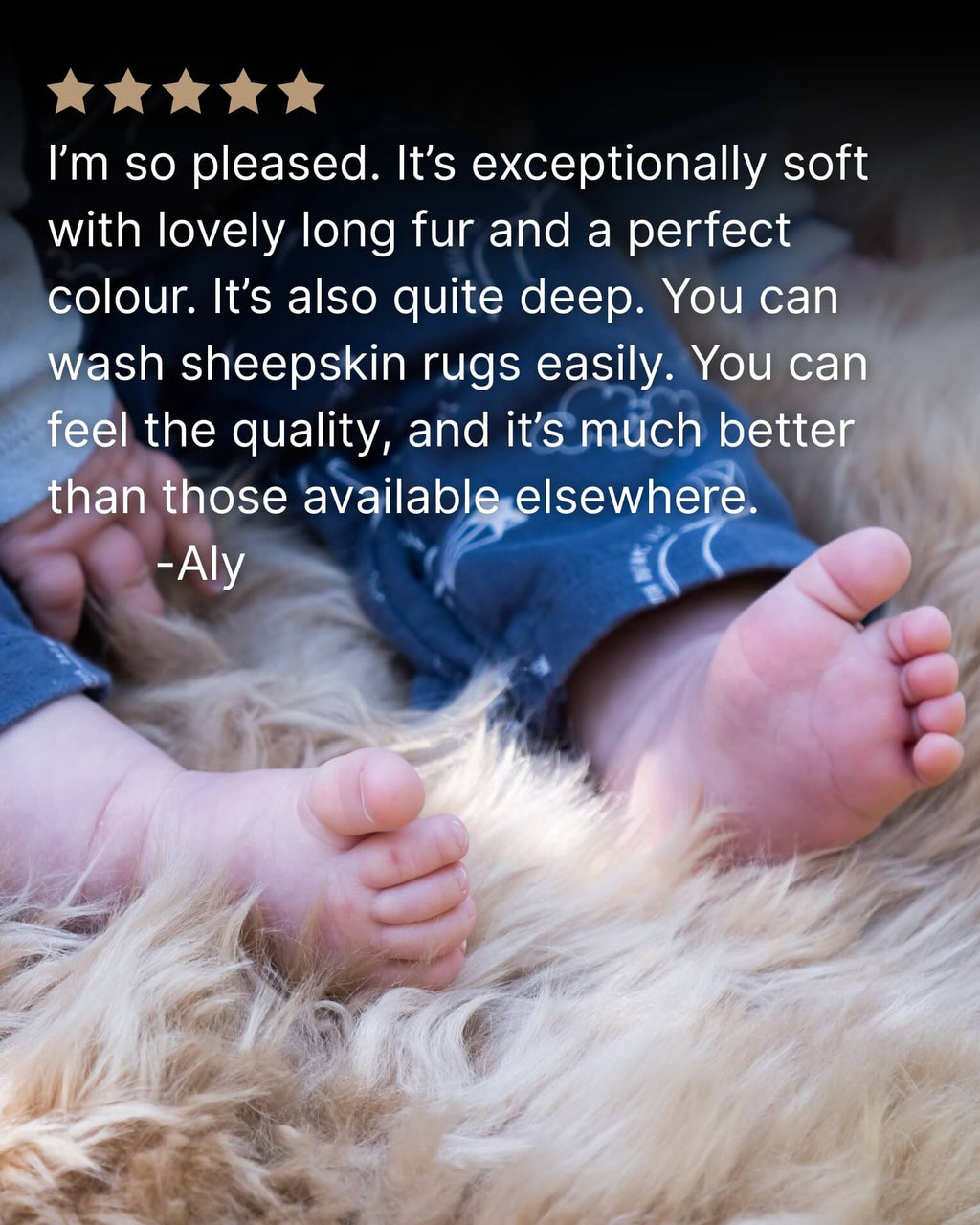 baby sitting on Mocha Single Sheepskin rug