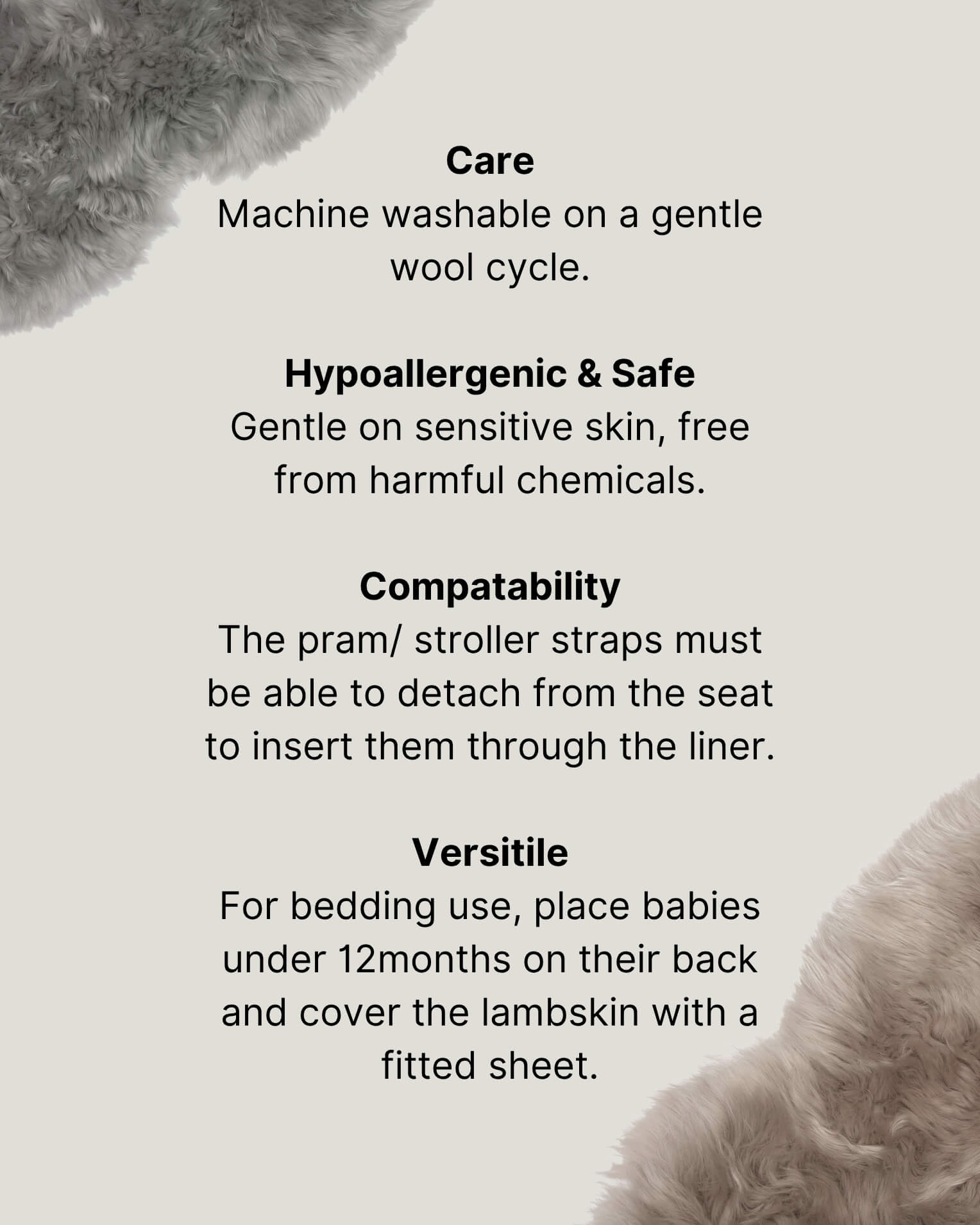 Sheepskin pram liner care guide