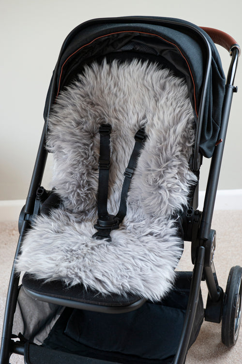 grey deluxe sheepskin pram liner