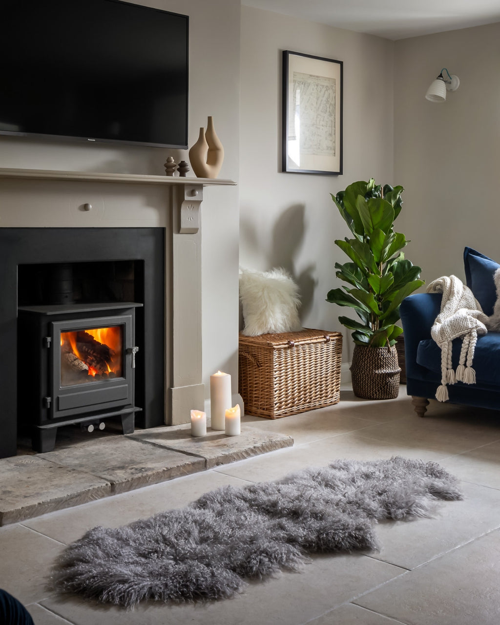 100% Natural Sheepskin Mongolian Double Rug - 180cm x 55cm