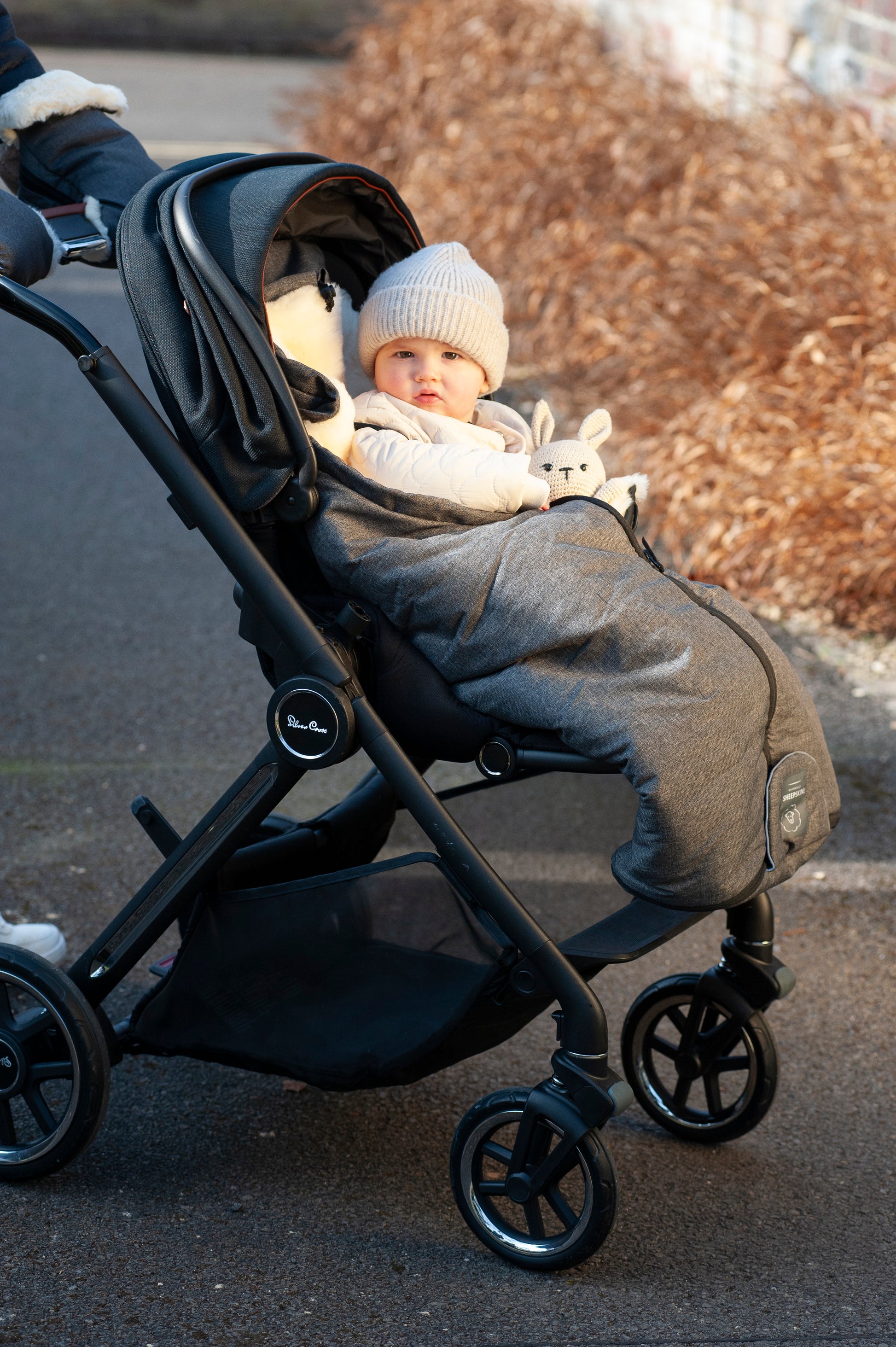 Sheepskin footmuff charcoal grey