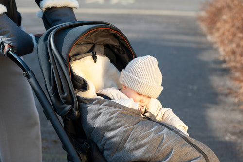merino sheepskin charcoal grey footmuff