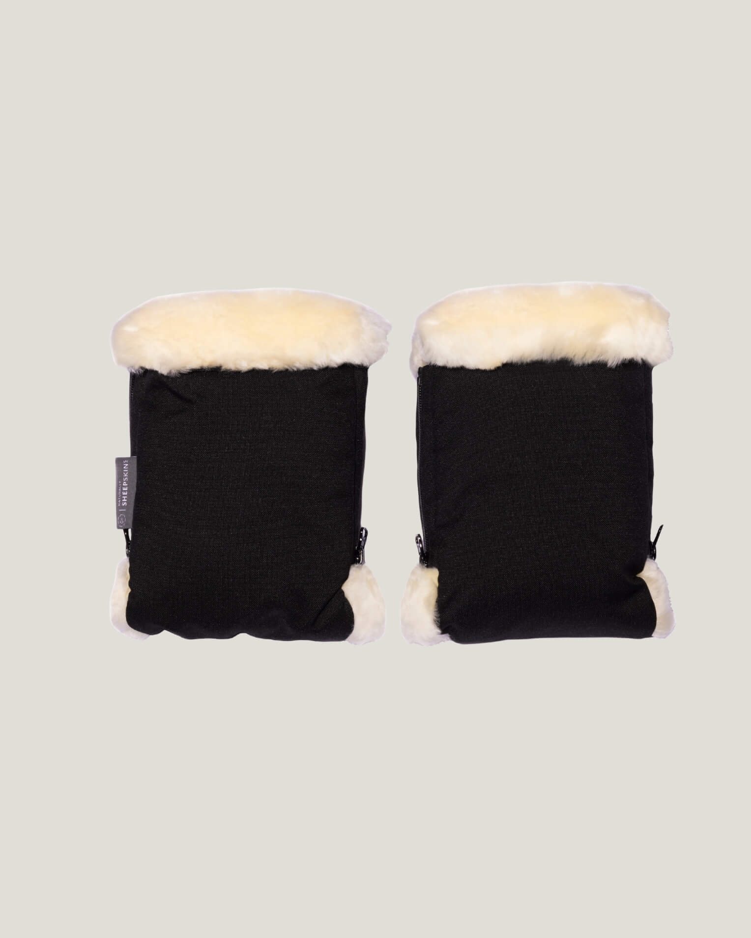 Black sheepskin mittens