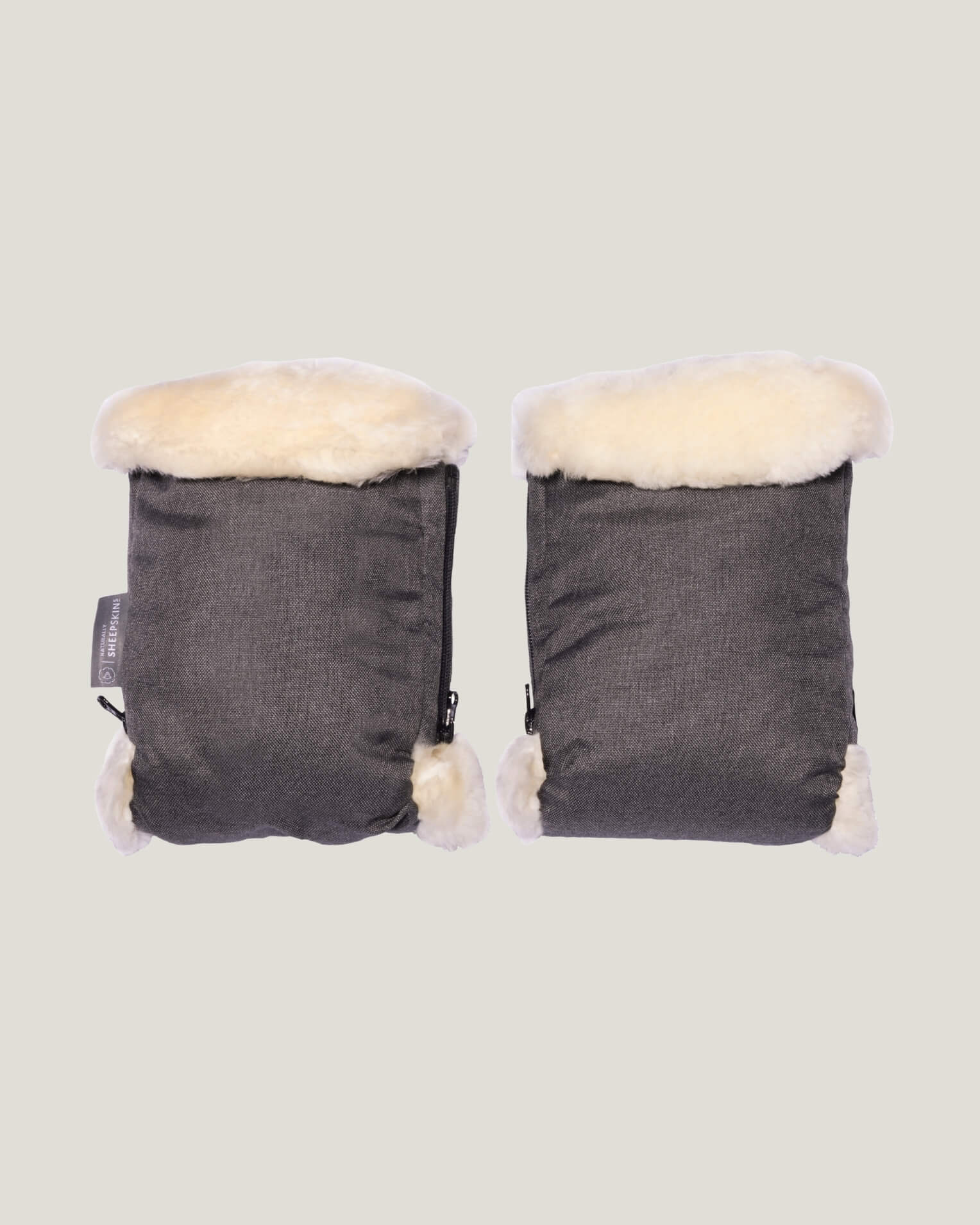 Grey sheepskin mittens