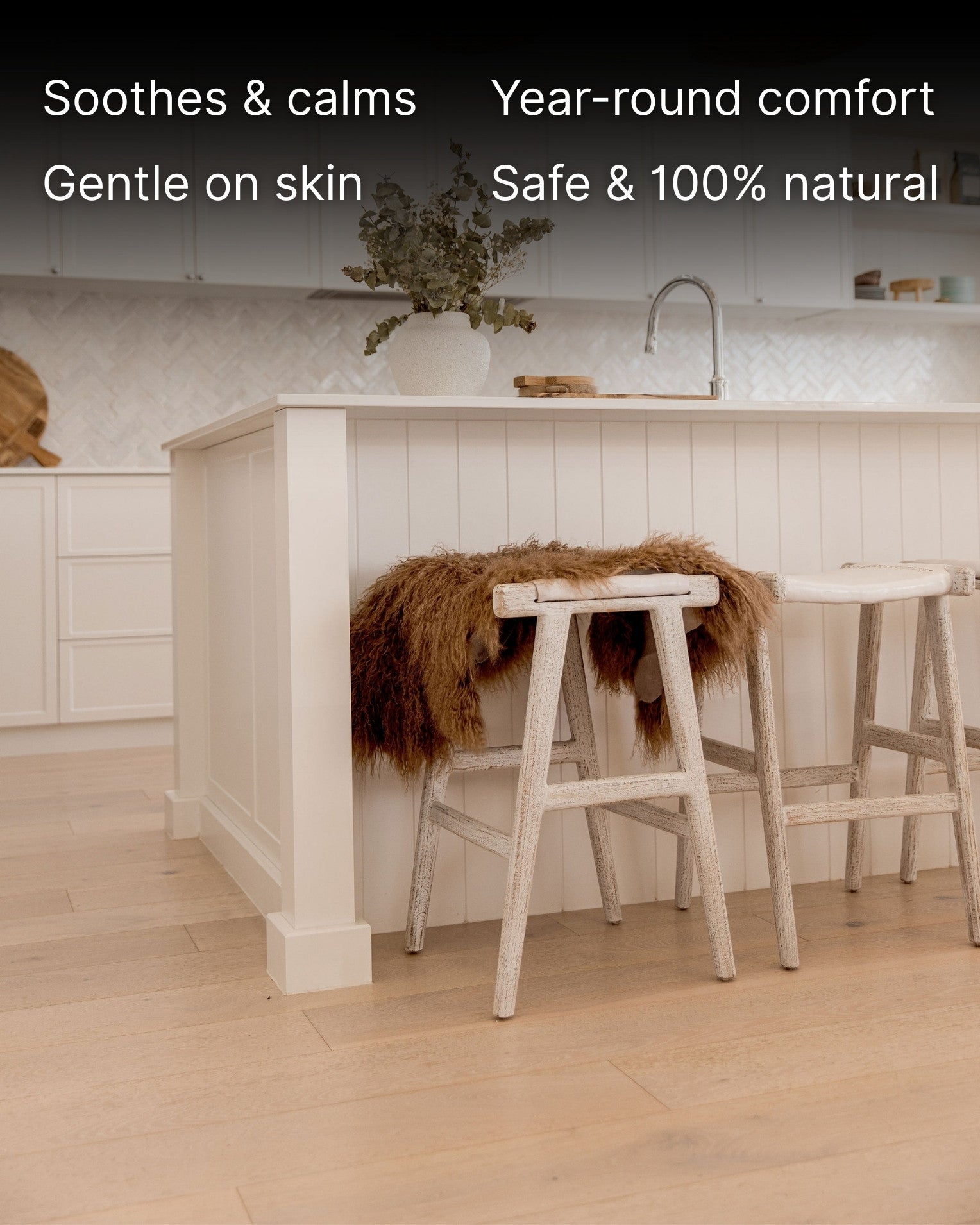 Mocha Mongolian Sheepskin Rug on chair