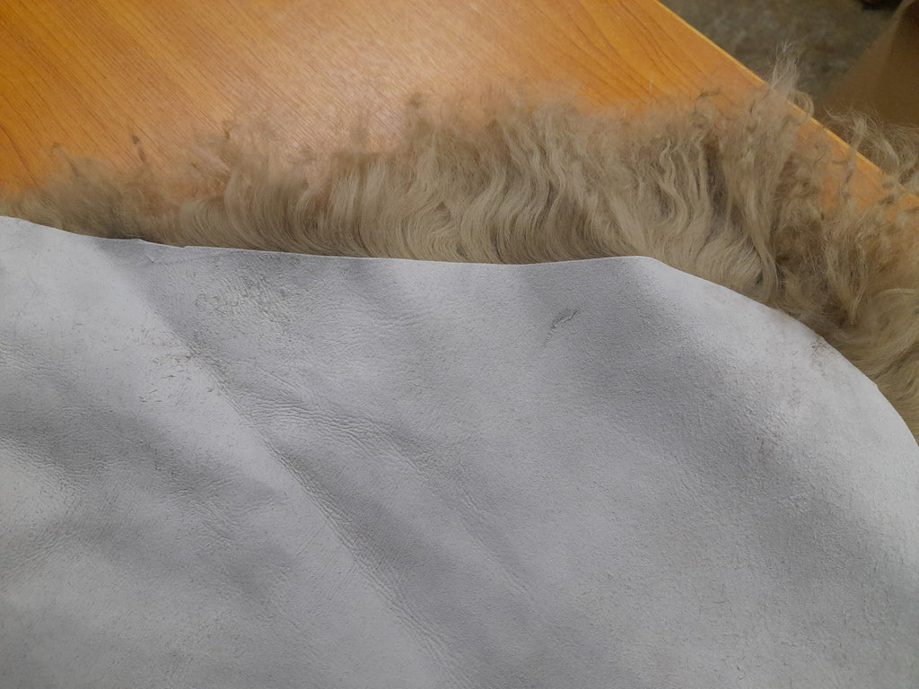 Outlet 100% Natural Sheepskin Mongolian Double Rug - 180cm x 55cm Mocha