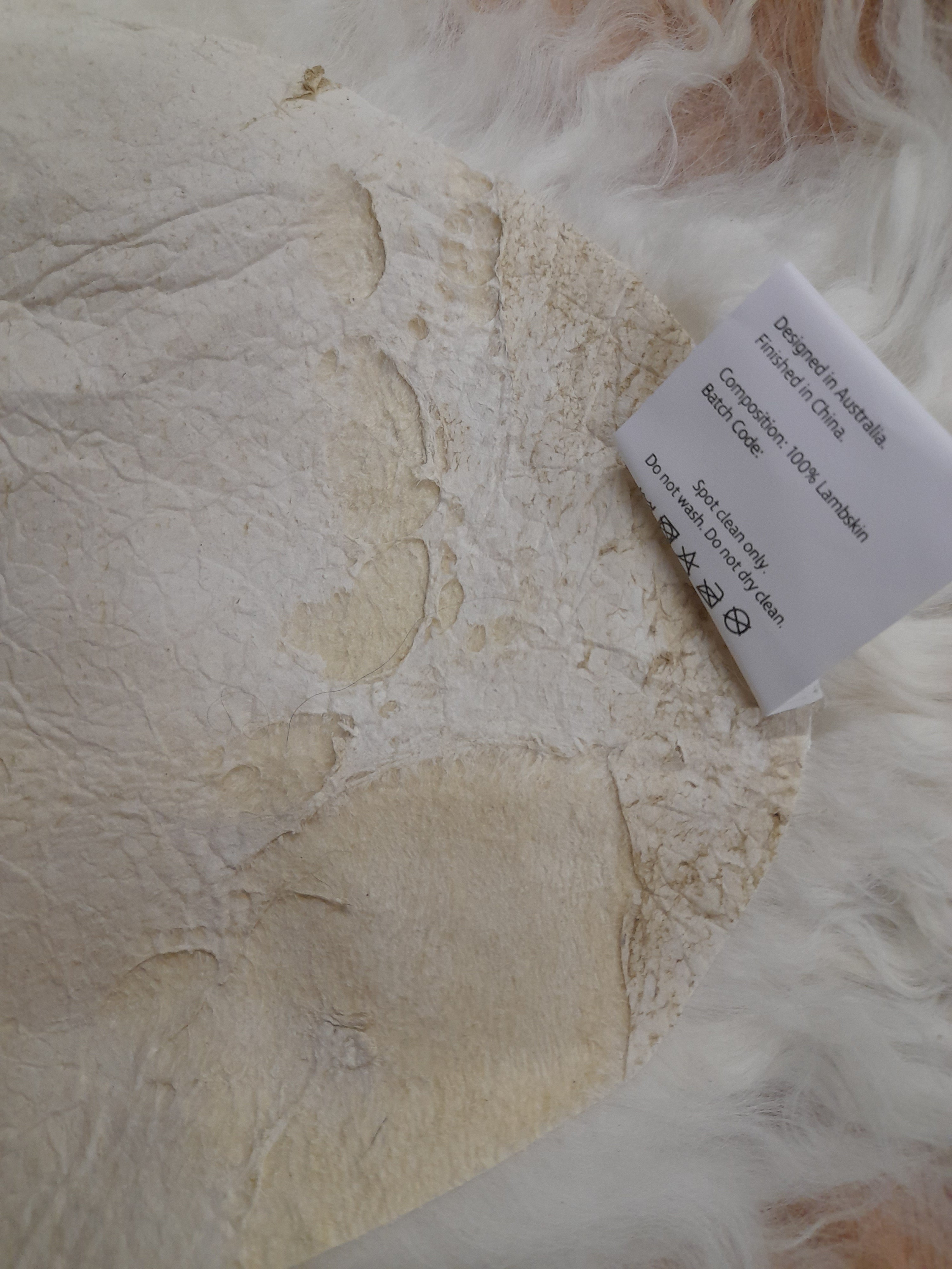 Outlet 100% Natural Sheepskin Mongolian Double Rug - 180cm x 55cm Ivory