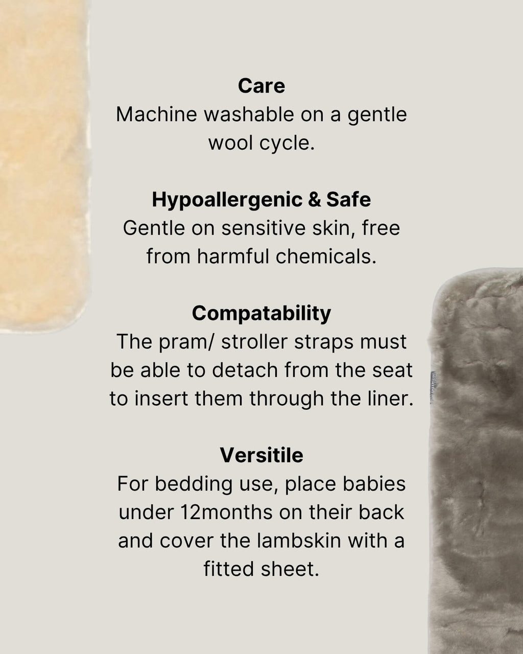 Sheepskin pram liner care guide