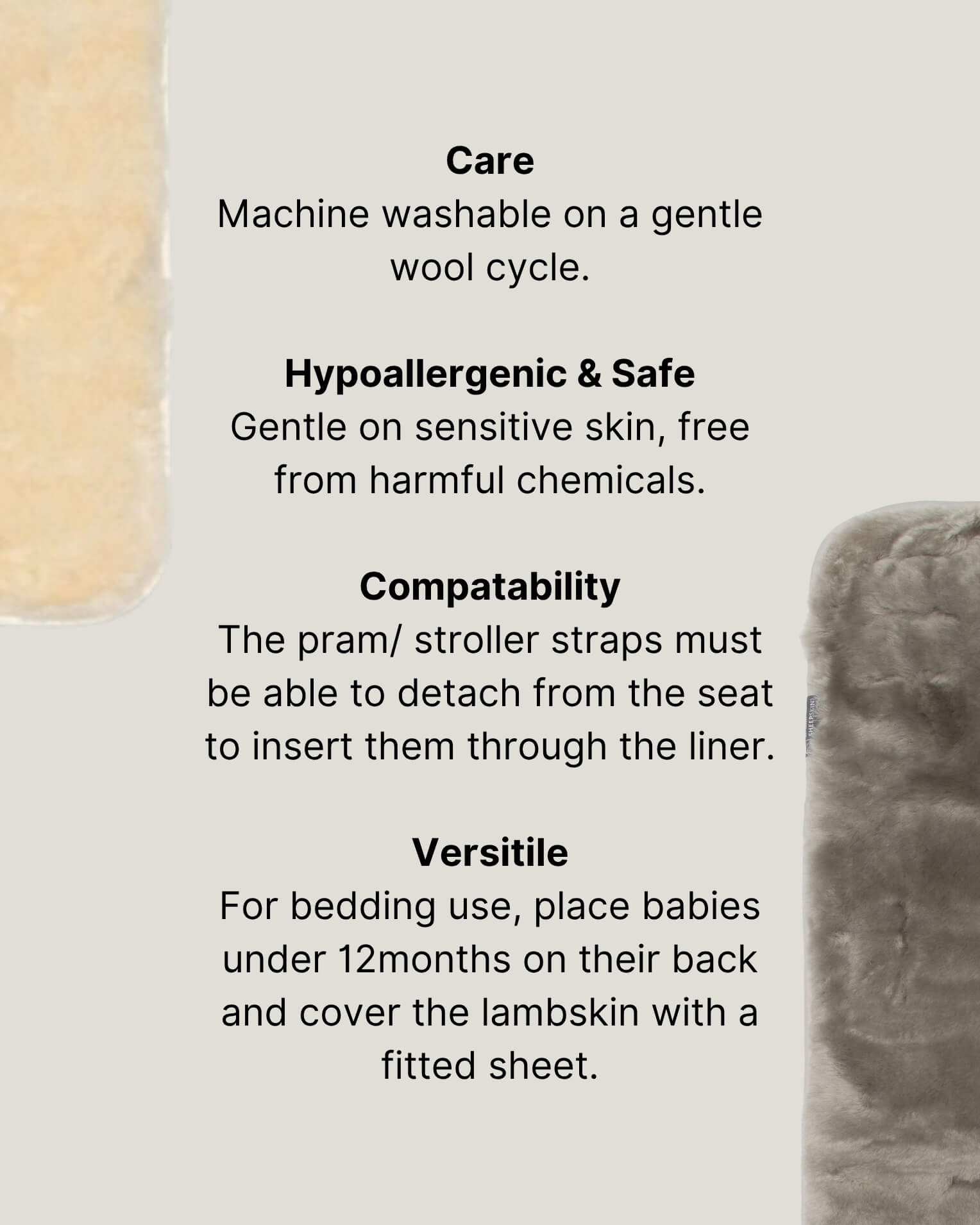 Sheepskin pram liner care guide