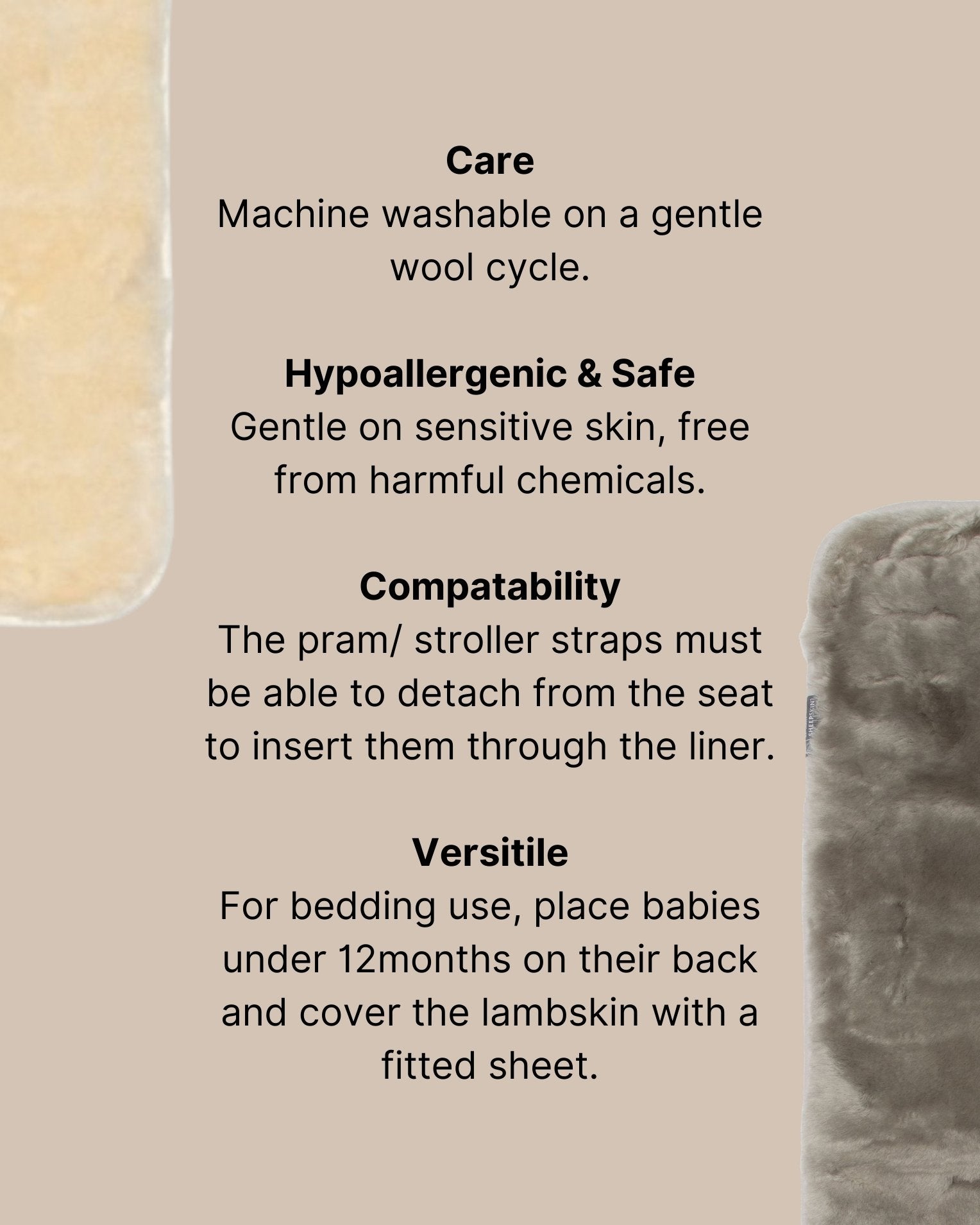 Sheepskin pram liner care guide