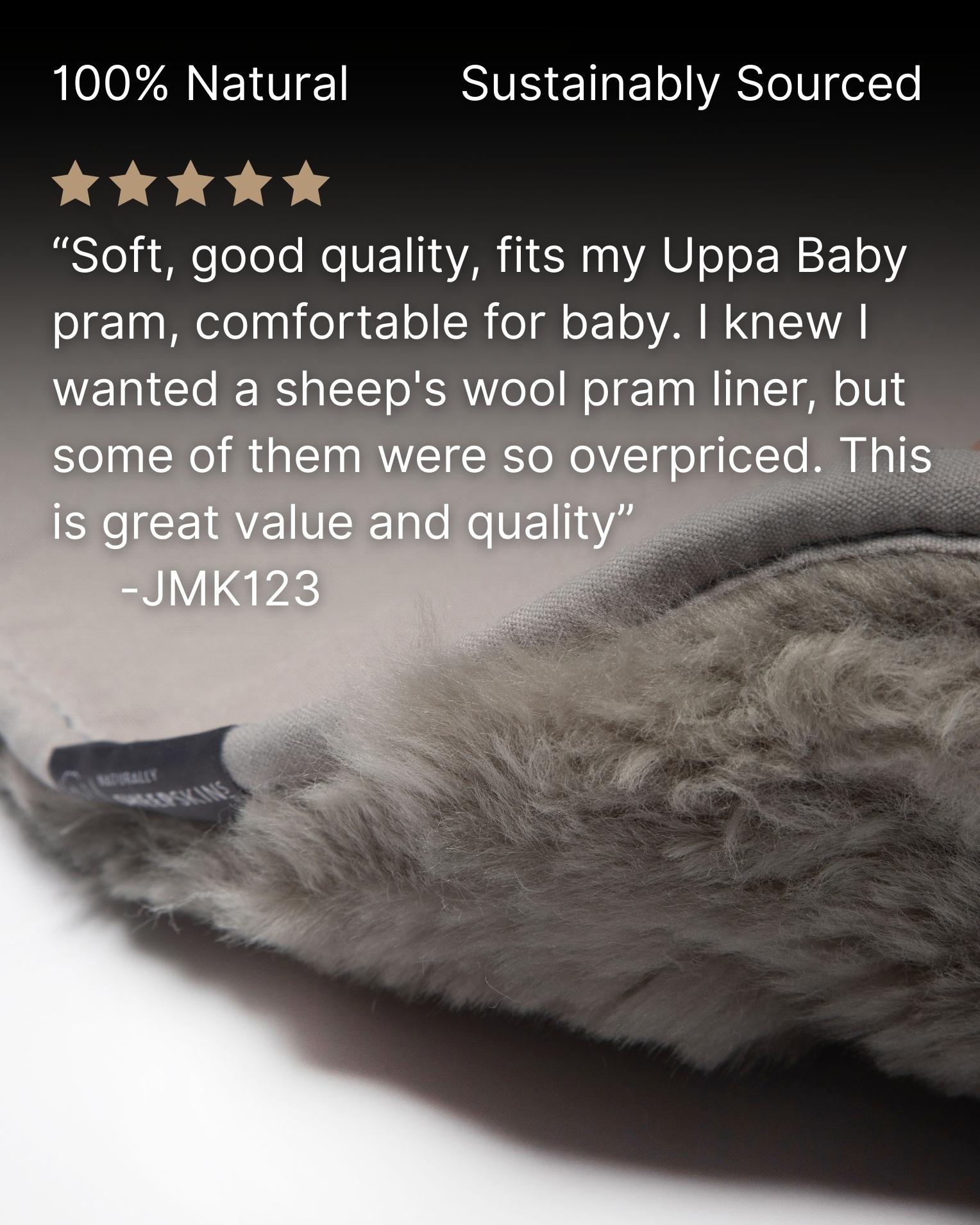 Sheep's wool pram liner close up