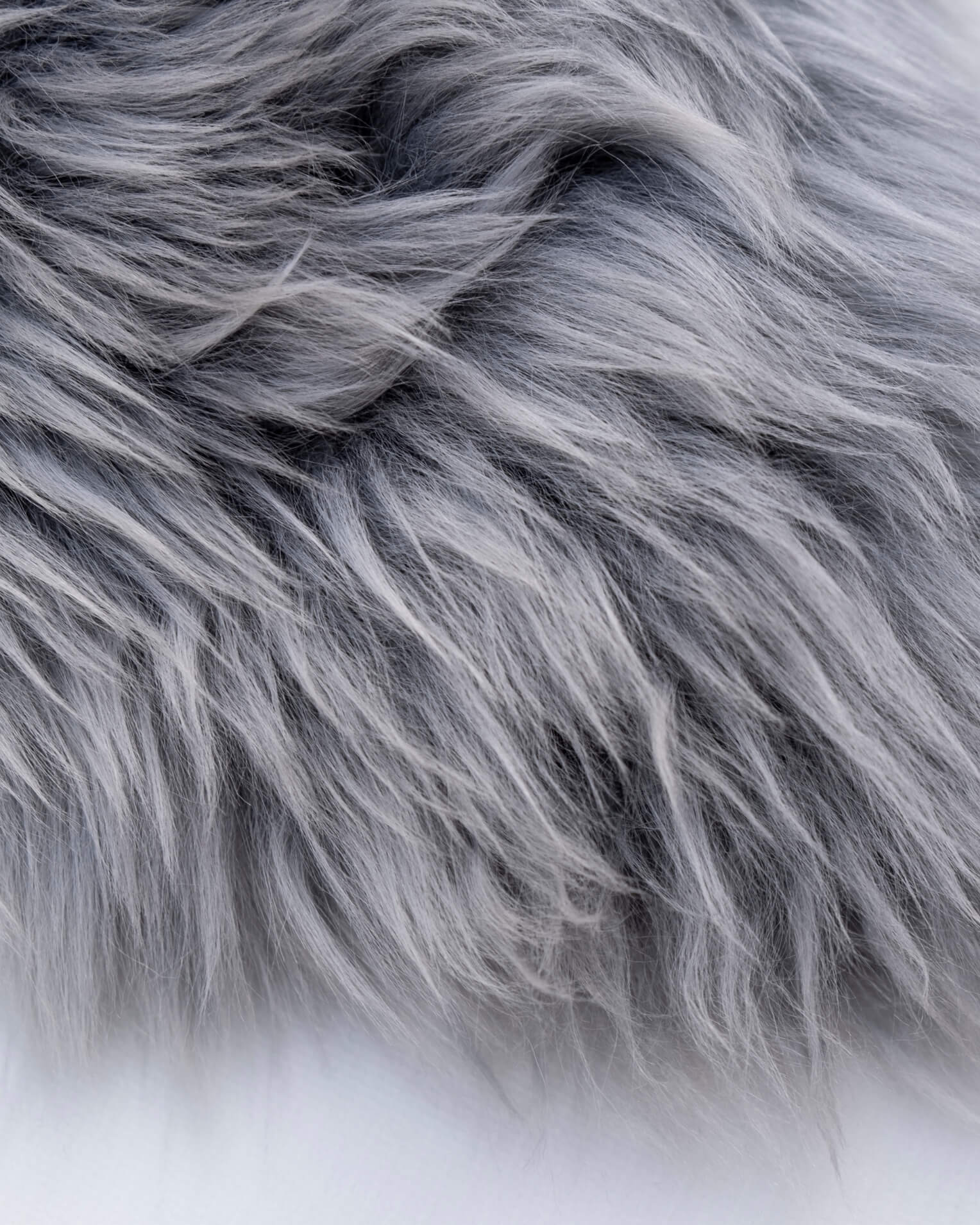 Silver Grey Single Sheepskin rug fur close up