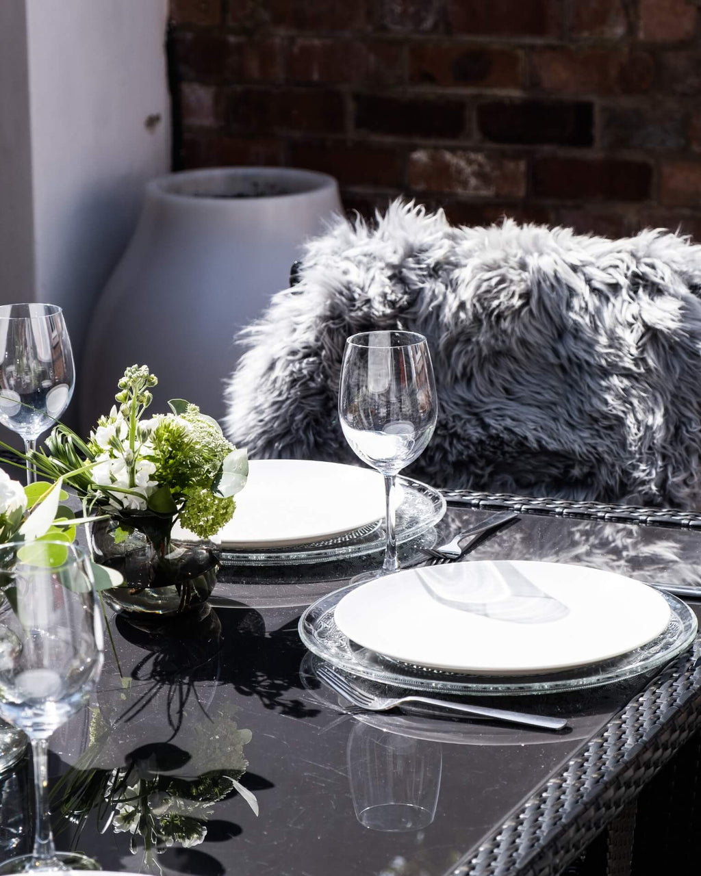 Silver Grey Single Sheepskin rug on dining chair