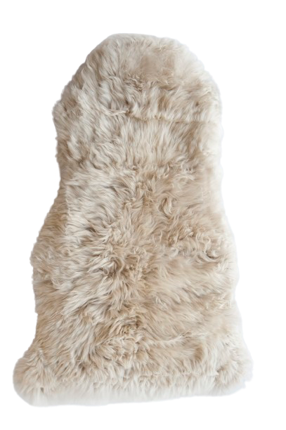 single sheepskin rug stone