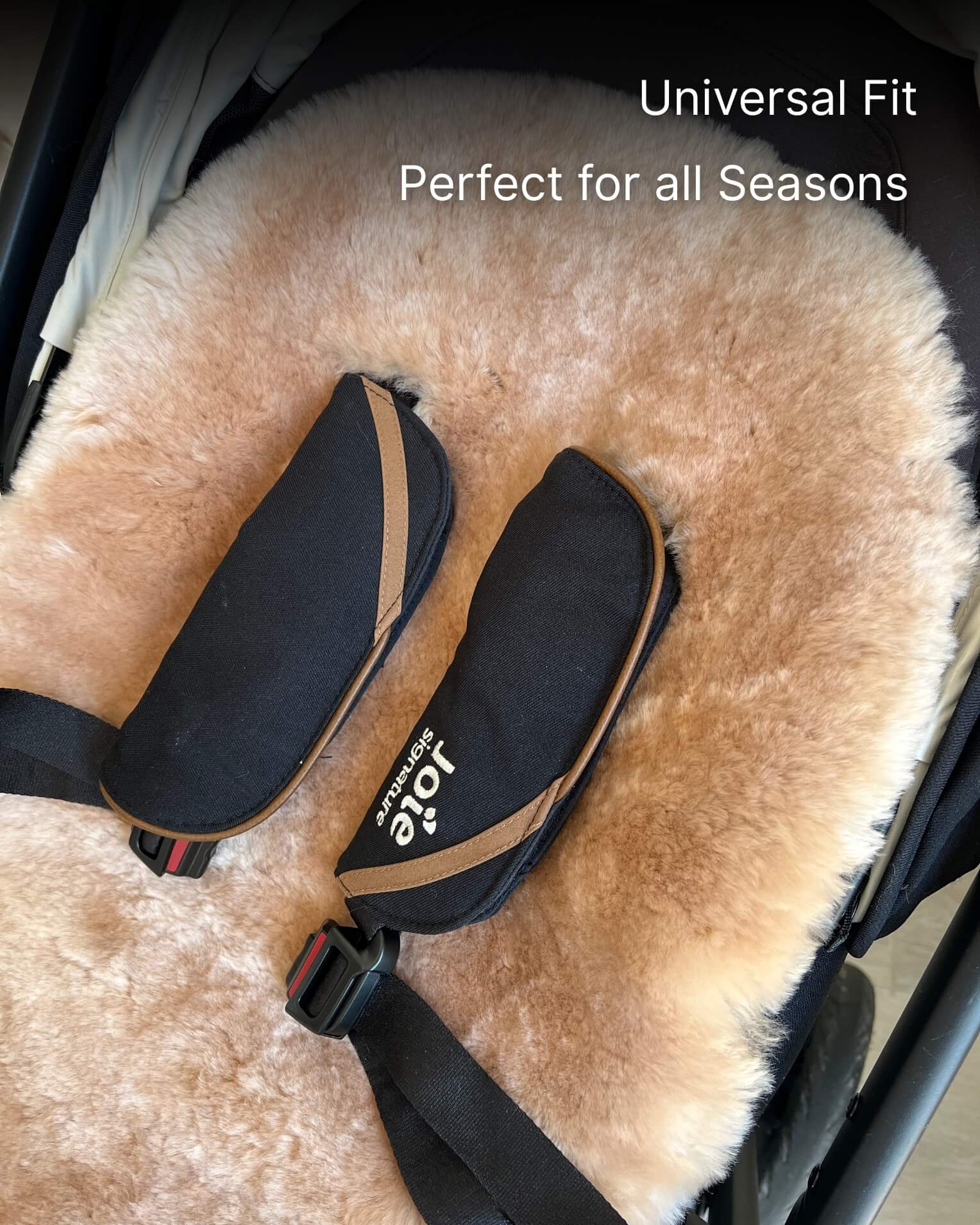 Sheepskin seat cover with shoulder straps