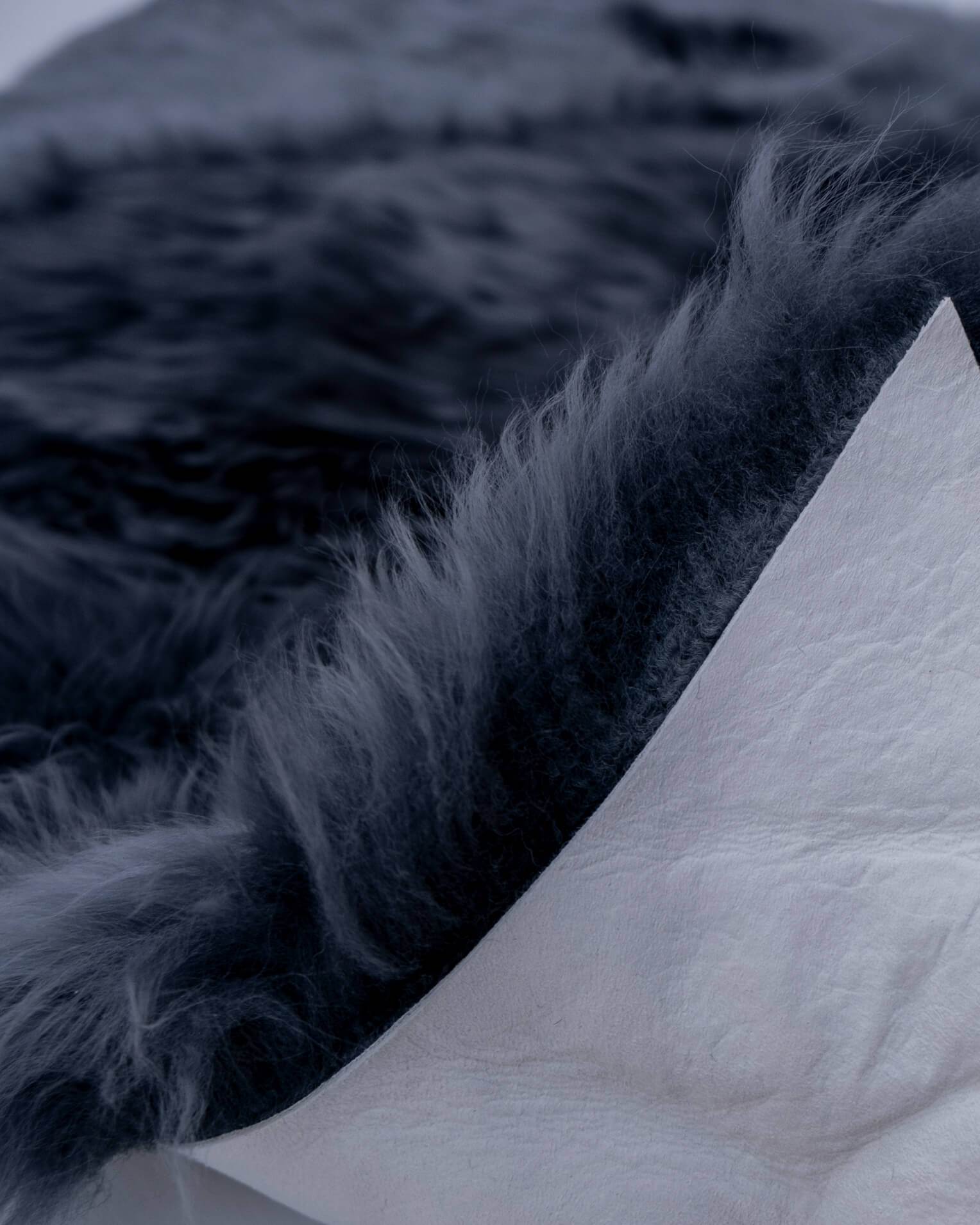 Steel Grey Single Sheepskin rug close up folded