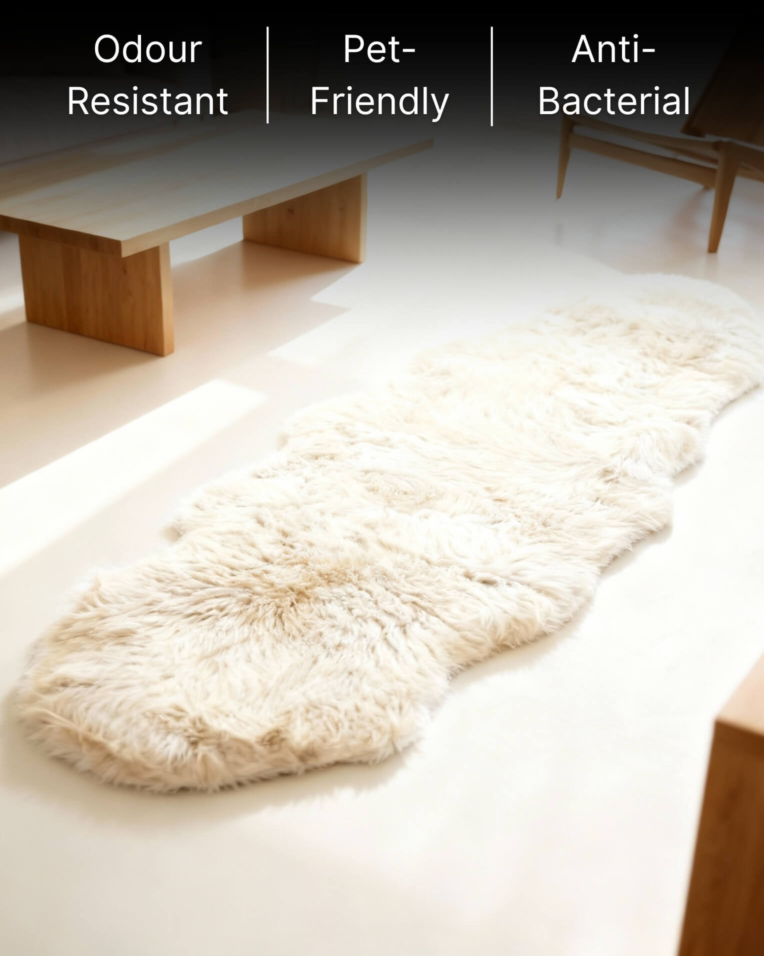 Stone Double Long Wool Sheepskin Rug living Room