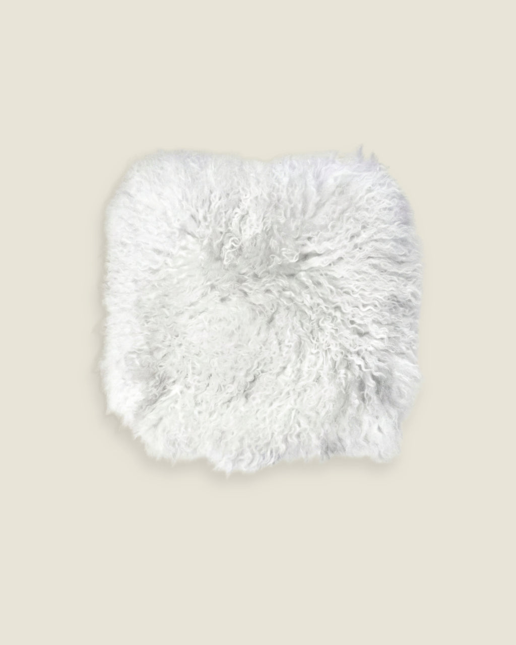 White mongolian sheepskin pillow 
