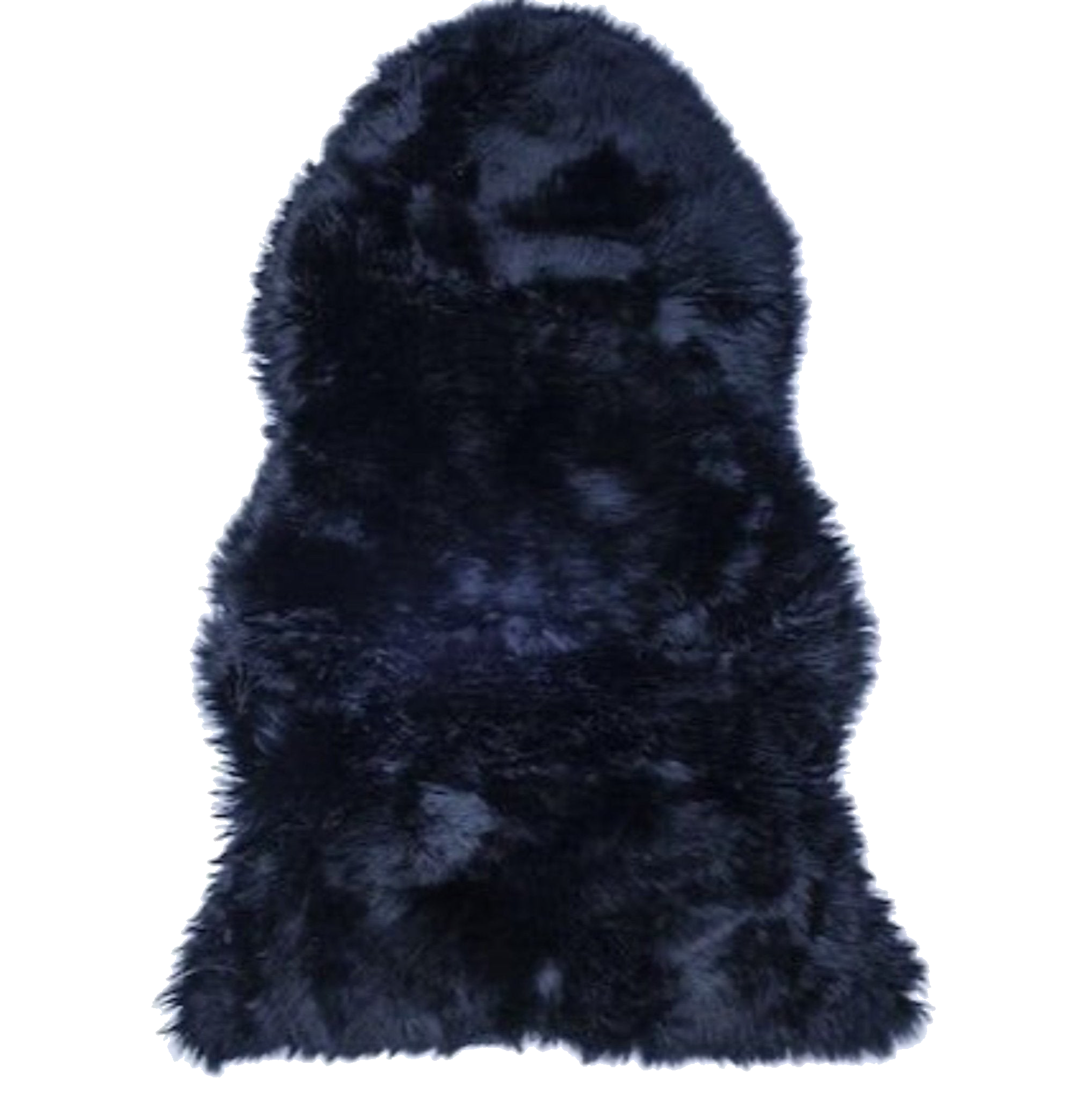 black single long wool sheepskin rug