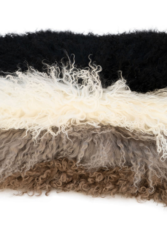100% Natural Sheepskin Mongolian Double Rug, Ivory