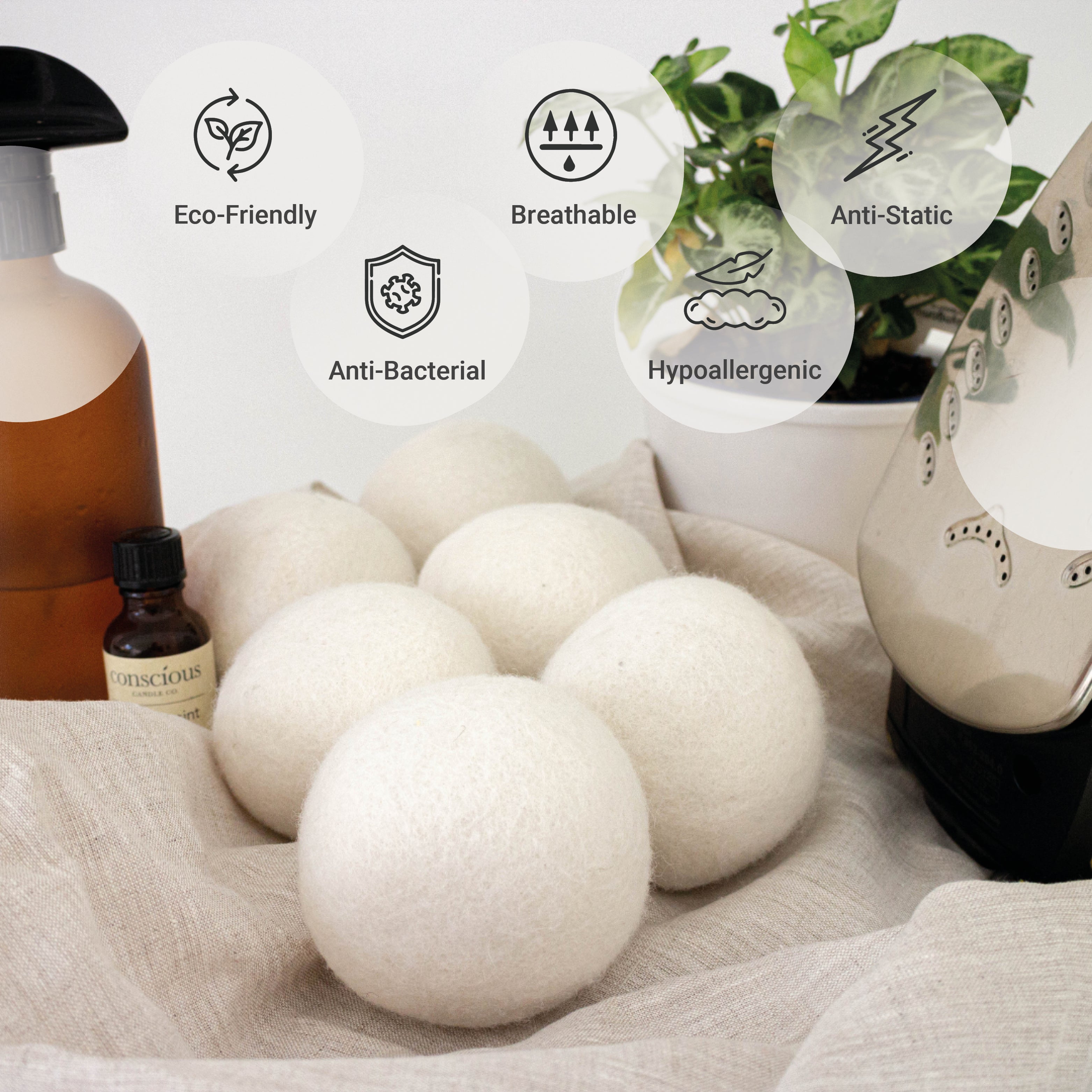 Wool Dryer Balls - Set of 6