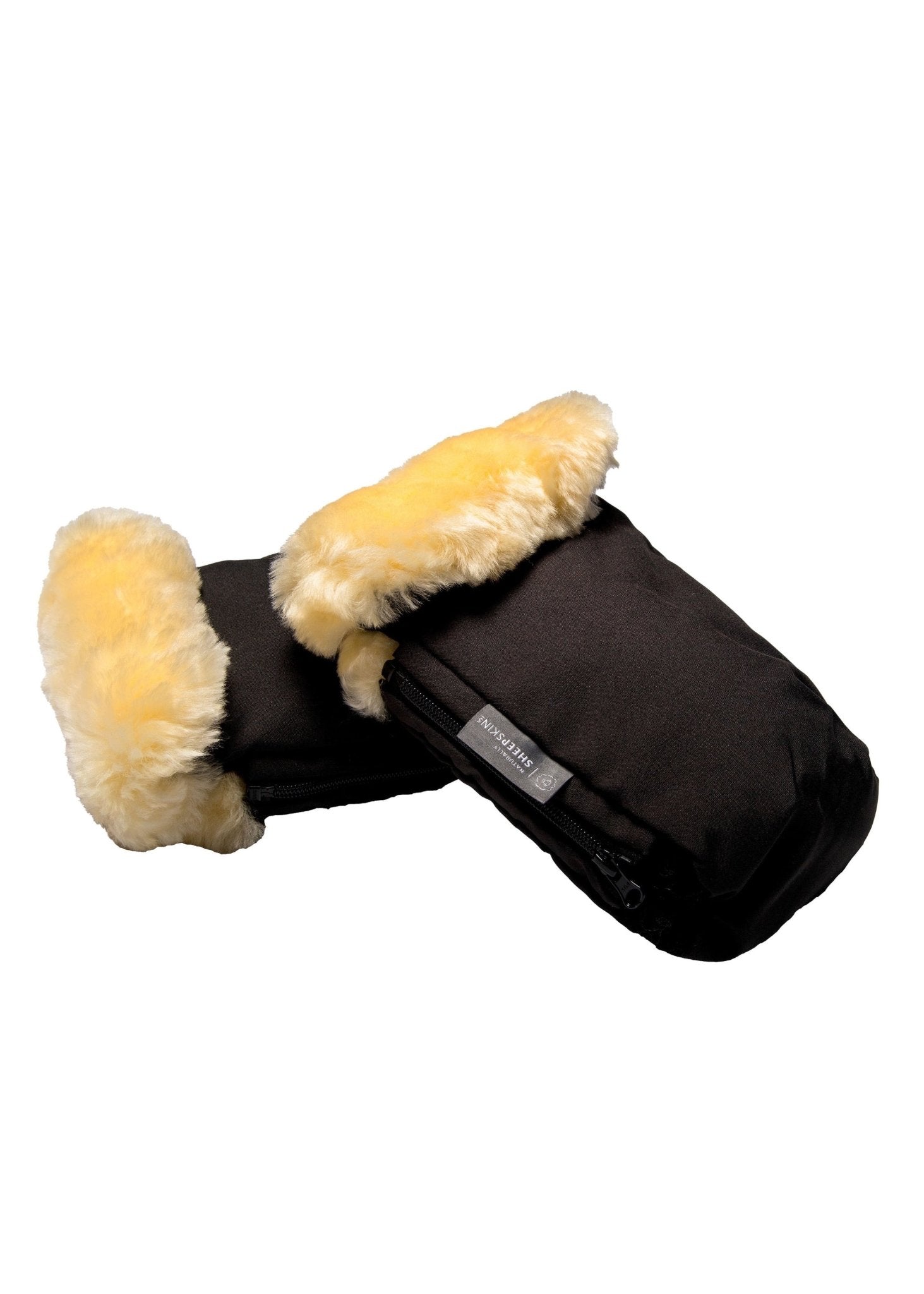 Deluxe Stroller Mittens Black - Naturally Sheepskins product at angle