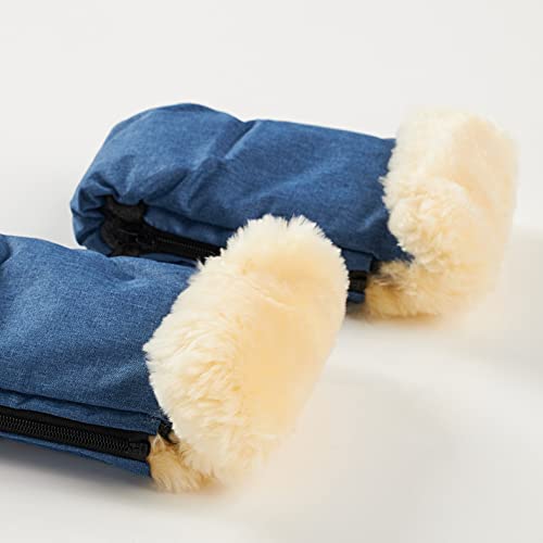 Deluxe Stroller Mittens - Navy Blue - Naturally Sheepskins