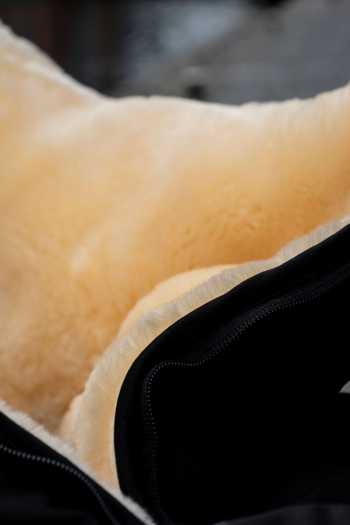 Sheepskin Footmuff Black - close up shot