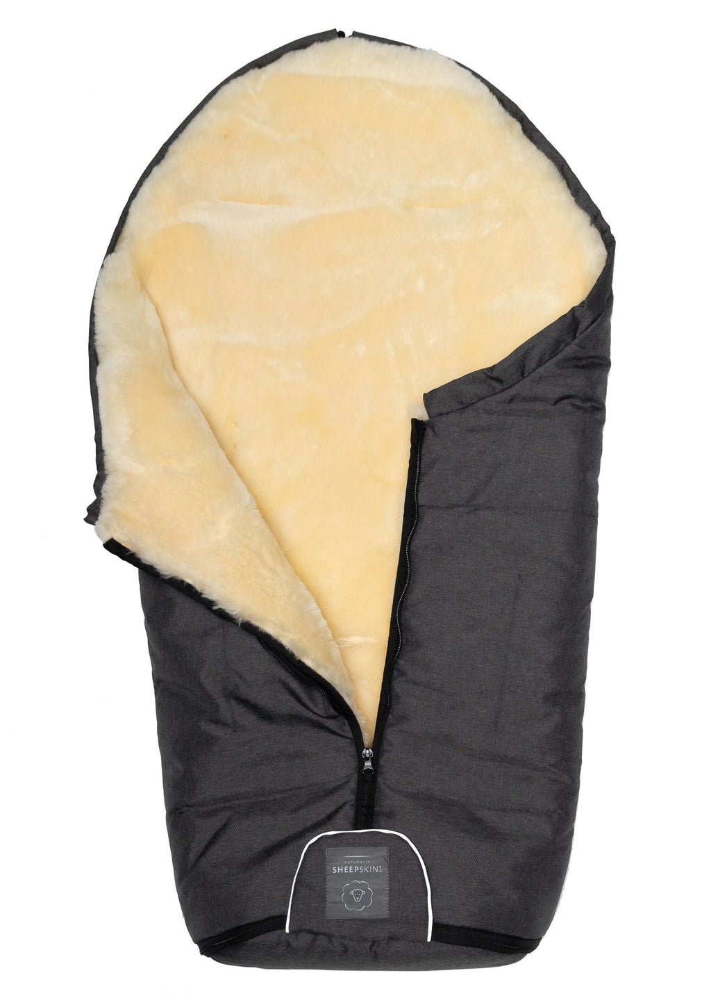 Merino Sheepskin Footmuff Charcoal Grey - Naturally Sheepskins