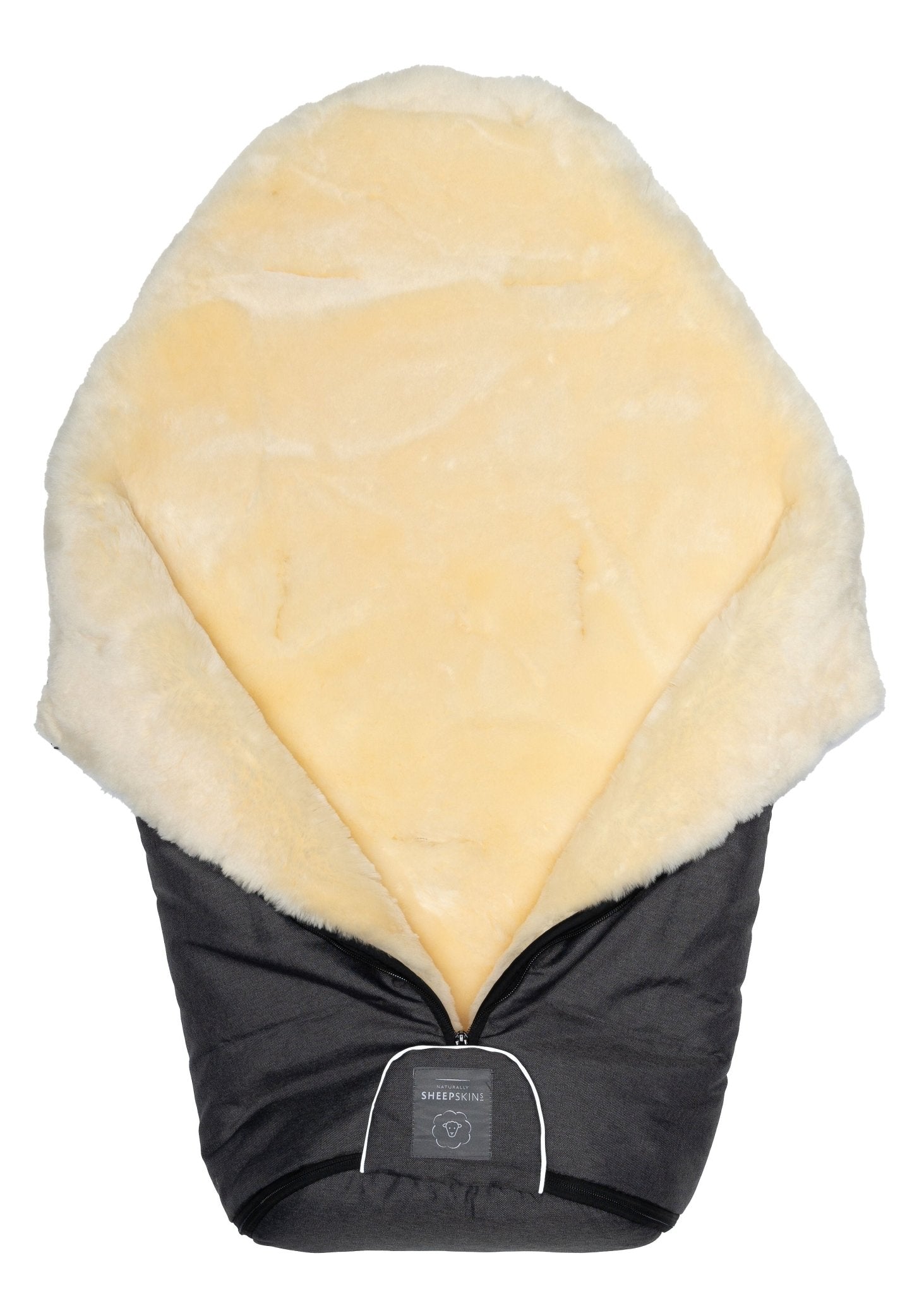Merino Sheepskin Footmuff Charcoal Grey - Naturally Sheepskins